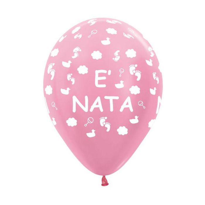 Palloncino E' Nata (12") Pz.100 Colore Perlato Rosa 409 Stampa Bianca Cm.30 main product photo