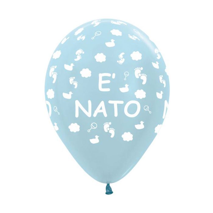 Palloncino E' Nato (12") Pz.100 Colore Perlato Blue 440 Stampa Bianca Cm.30 main product photo