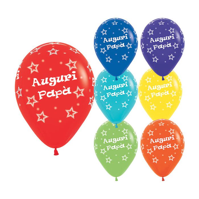 Palloncino Auguri Papa' 12" Pz.50 Colore Standard Assortito Stampa Bianca Cm.30 main product photo