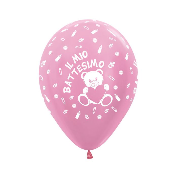 Palloncino Battesimo Orsetto (12") Pz.50 Colore Perlato Rosa 409 Stampa Bianca Cm.30 main product photo