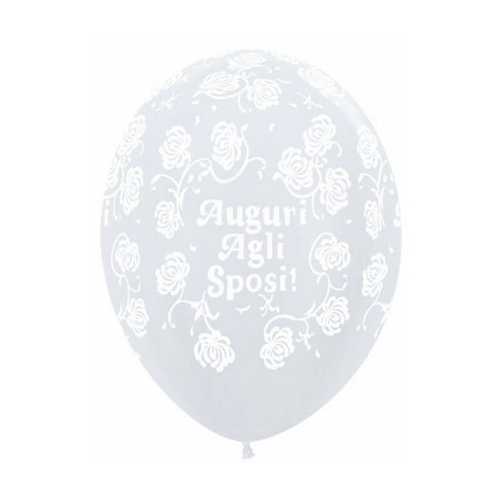 Palloncino Auguri Agli Sposi (5") Pz.100 Colore Perlato Bianco 406 Stampa Bianca Cm.15 main product photo
