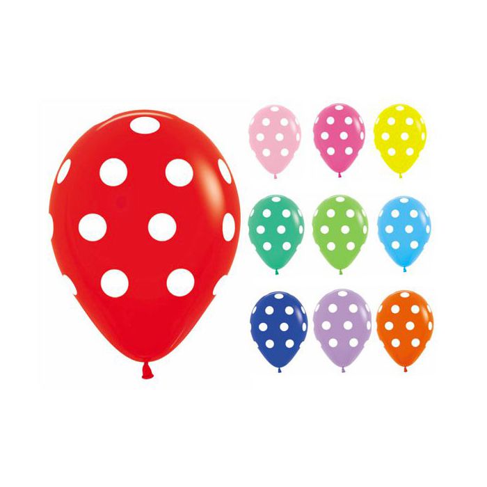 Palloncino Dots (5") Pz.100 Colore Standard Assortito Stampa Bianca Cm.15 main product photo