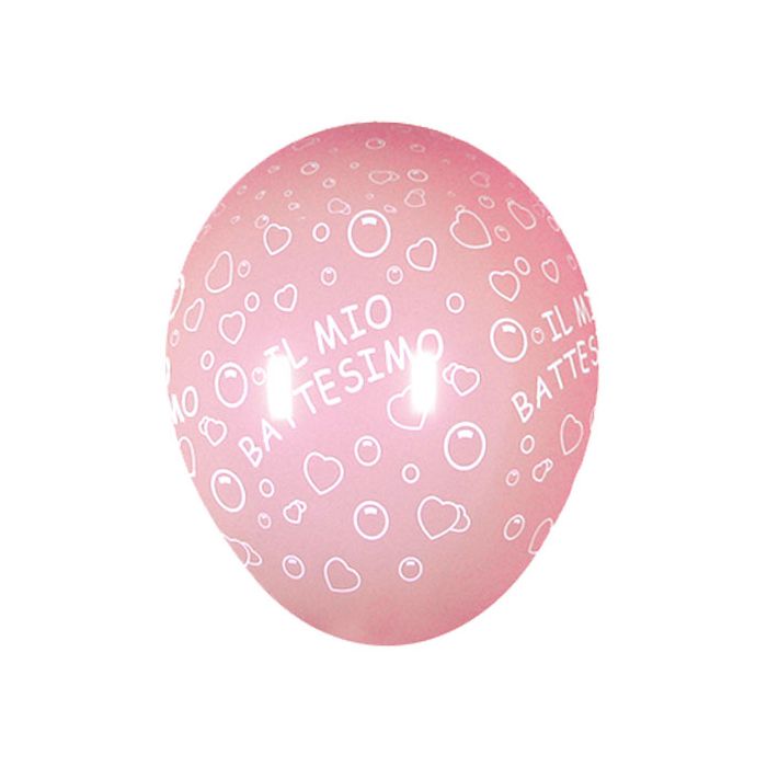 Palloncino Il Mio Battesimo (5") Pz.100 Colore Perlato Rosa 409 Stampa Bianca Cm.15 main product photo