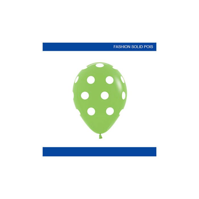 Palloncino Dots 12" Pz.50 Colore Standard Verde Lime 031 Stampa Bianca Cm.30 main product photo