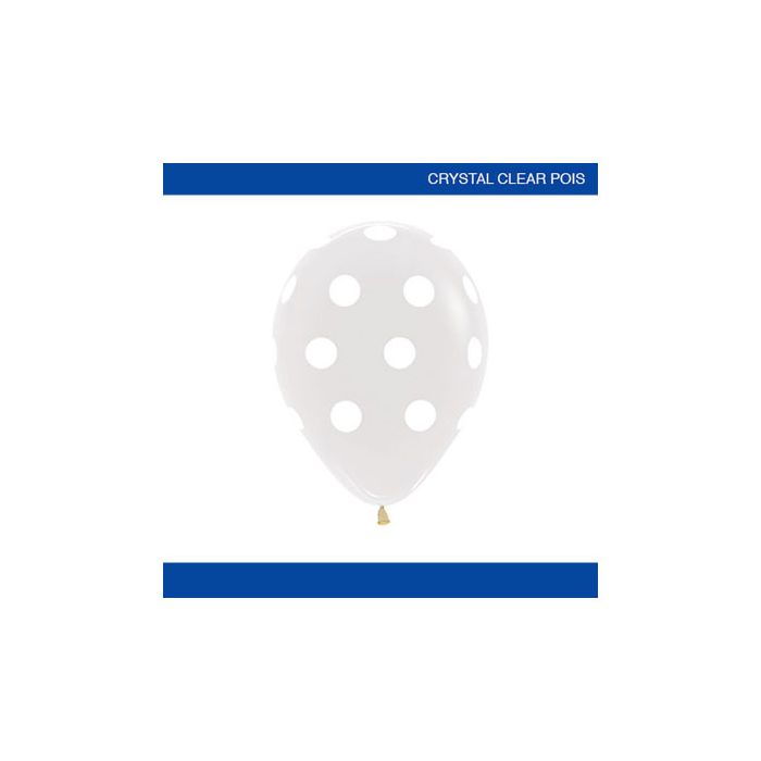 Palloncino Dots 12" Pz.50 Colore Crystal Trasparente 390 Stampa Bianca Cm.30 main product photo