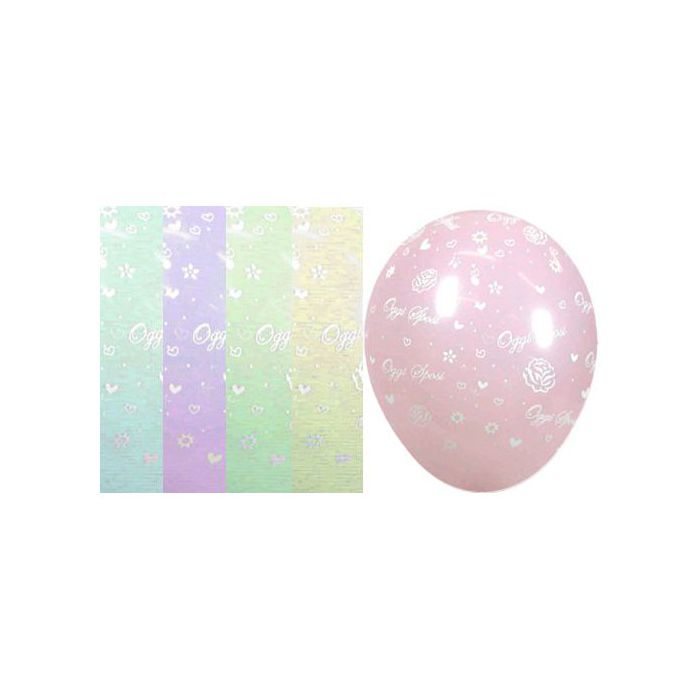 Palloncino Oggi Sposi 12" Pz.100 Colore Pastello Assortito Stampa Bianca Cm.30 main product photo