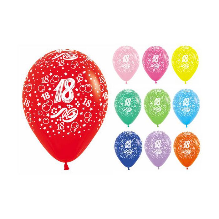 Palloncino 18 Anni (5") Pz.100 Colore Standard Assortito Stampa Bianca Cm.15 main product photo