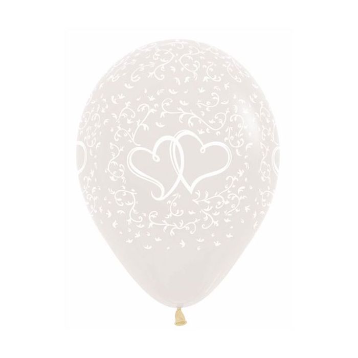 Palloncino Cuore E Filigree 12" Pz.100 Colore Crystal Trasparente 390 Stampa Bianca Cm.30 main product photo
