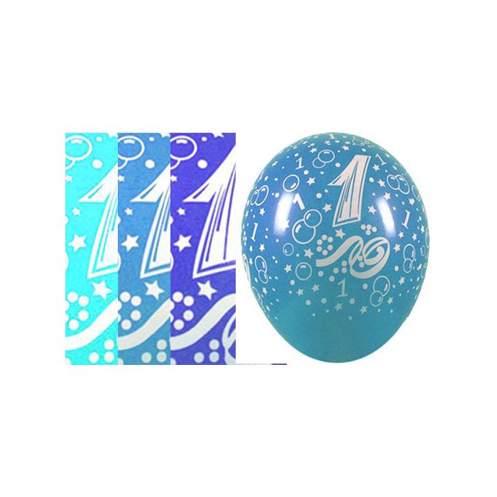 Palloncino 1° Compleanno (5") Pz.100 Colore Standard E Pastello Assortito Bambino Stampa Bianca Cm.15 main product photo