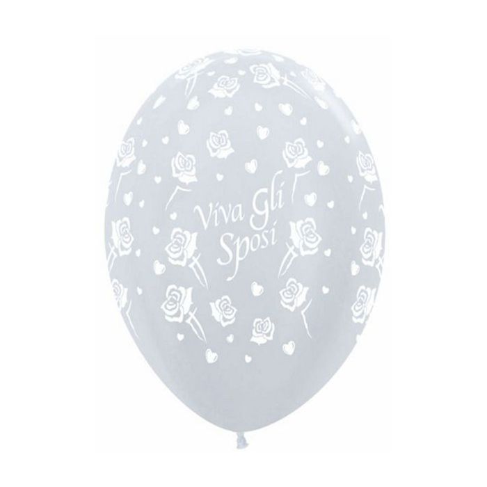 Palloncino Viva Gli Sposi 12" Pz.100 Colore Crystal Trasparente 390 Stampa Bianca Cm.30 main product photo
