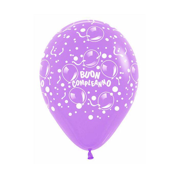 Palloncino Buon Compleanno 12" Pz.100 Colore Standard Lilla 050 Stampa Bianca Cm.30 main product photo