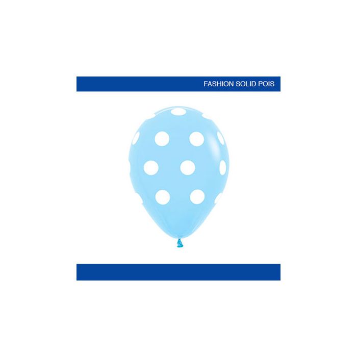 Palloncino Dots 12" Pz.50 Colore Standard Azzurro 039 Stampa Bianca Cm.30 main product photo