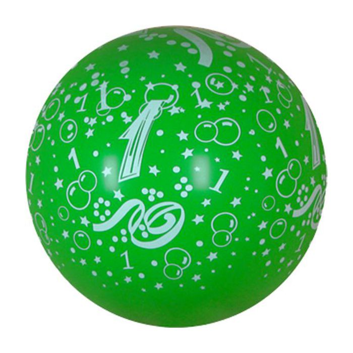 Palloncino 1° Compleanno 36" Pz.5 Colore Standard Verde 030 Stampa Bianca Cm.90 main product photo