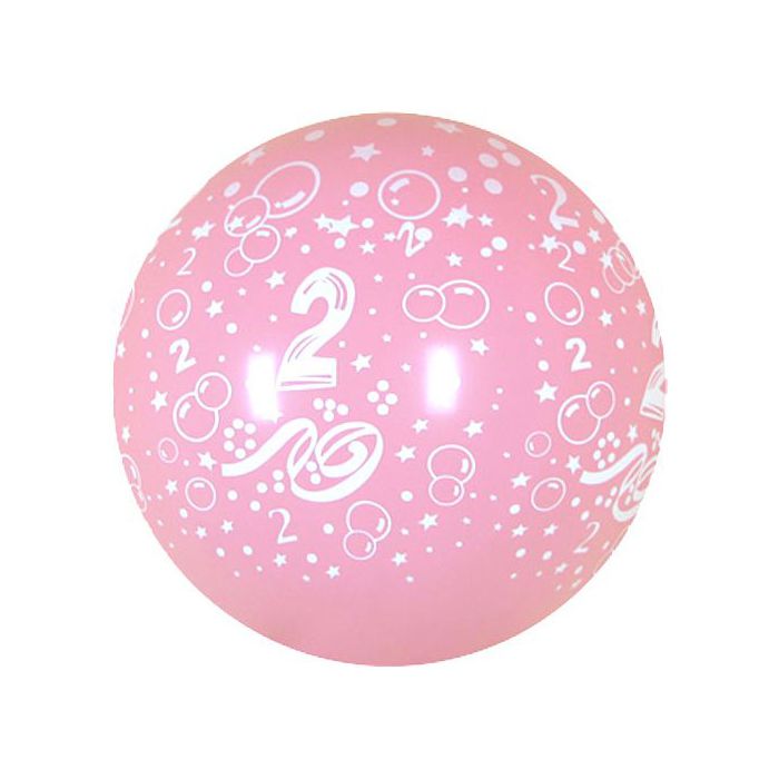 Palloncino 2° Compleanno 36" Pz.5 Colore Standard Rosa 009 Stampa Bianca Cm.90 main product photo