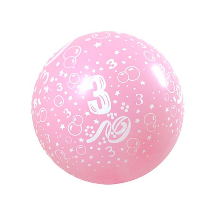 Palloncino 3° Compleanno 36" Pz.5 Colore Standard Rosa 009 Stampa Bianca Cm.90 main product photo