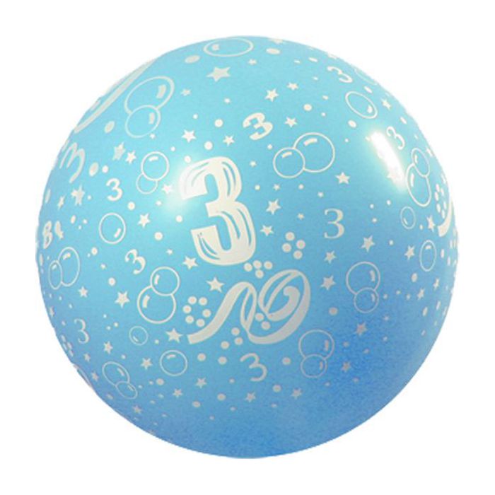 Palloncino 3° Compleanno 36" Pz.5 Colore Standard Celeste 040 Stampa Bianca Cm.90 main product photo