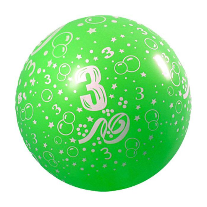 Palloncino 3° Compleanno 36" Pz.5 Colore Standard Verde 030 Stampa Bianca Cm.90 main product photo