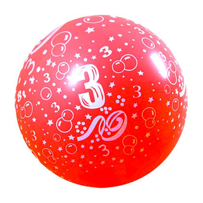 Palloncino 3° Compleanno 36" Pz.5 Colore Standard Rosso 015 Stampa Bianca Cm.90 main product photo