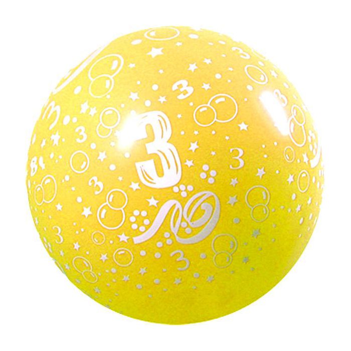 Palloncino 3° Compleanno 36" Pz.5 Colore Standard Giallo 020 Stampa Bianca Cm.90 main product photo
