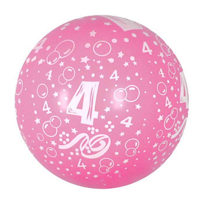 Palloncino 4° Compleanno 36" Pz.5 Colore Standard Rosa 009 Stampa Bianca Cm.90 main product photo