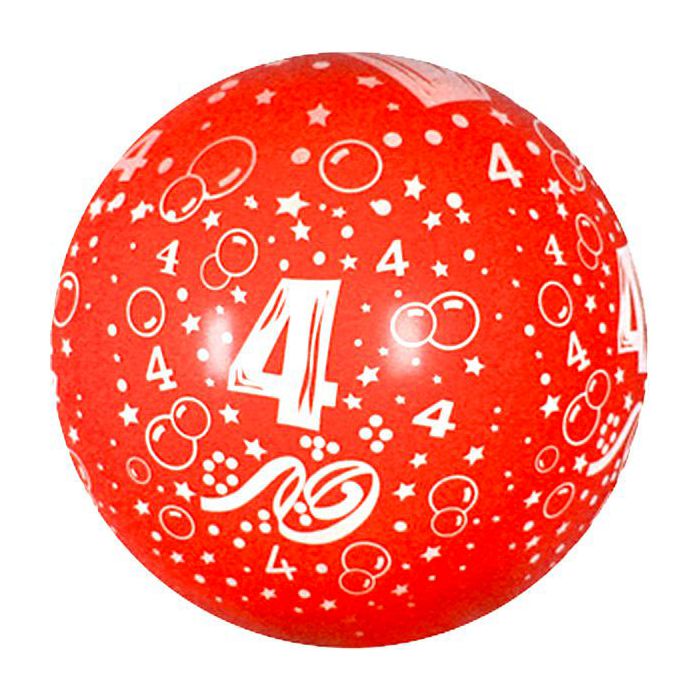 Palloncino 4° Compleanno 36" Pz.5 Colore Standard Rosso 015 Stampa Bianca Cm.90 main product photo