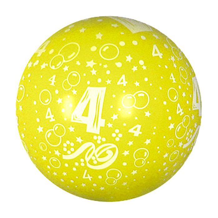 Palloncino 4° Compleanno 36" Pz.5 Colore Standard Giallo 020 Stampa Bianca Cm.90 main product photo