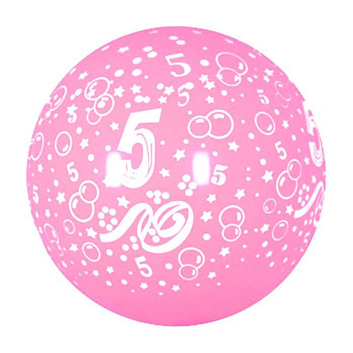 Palloncino 5° Compleanno 36" Pz.5 Colore Standard Rosa 009 Stampa Bianca Cm.90 main product photo