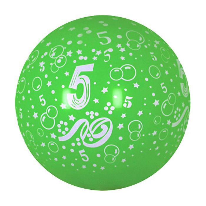 Palloncino 5° Compleanno 36"0 Pz.5 Colore Standard Verde 030 Stampa Bianca Cm.90 main product photo