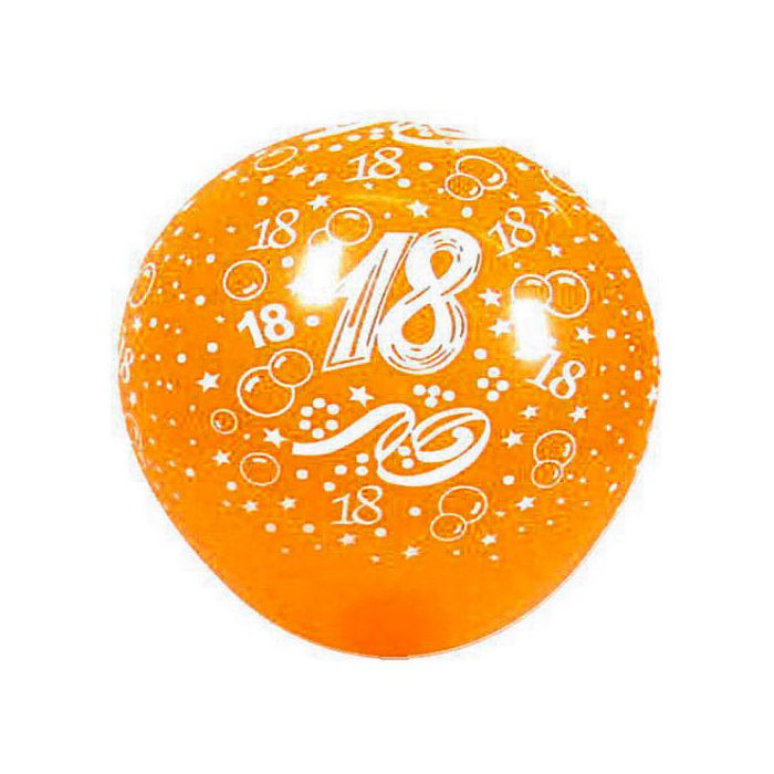 Palloncino 18 Anni 36" Pz.5 Colore Standard Arancio 061 Stampa Bianca Cm.90 main product photo