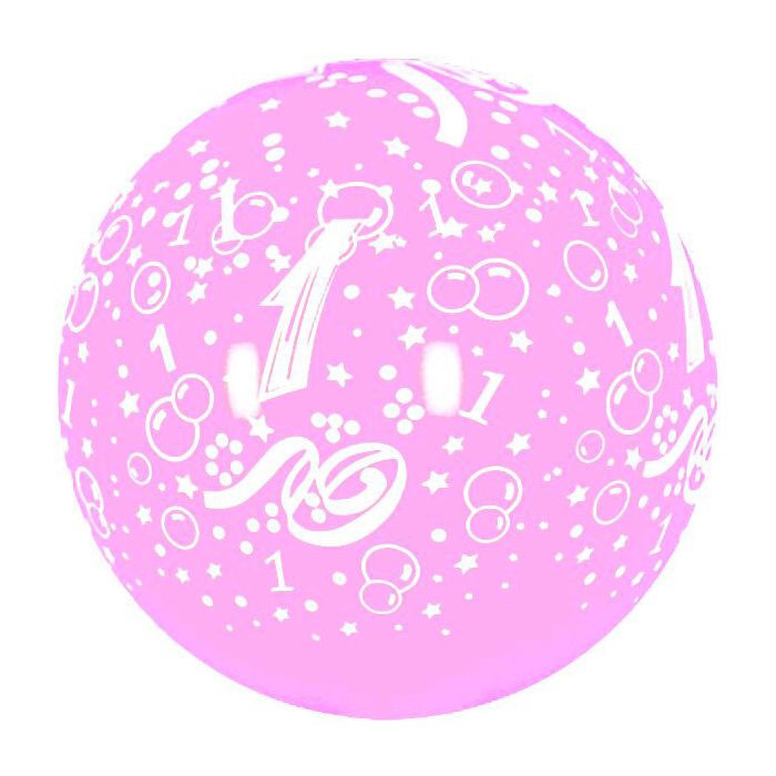 Palloncino 1° Compleanno (36") Pz.5 Colore Standard Rosa 009 Stampa Bianca Cm.90 main product photo