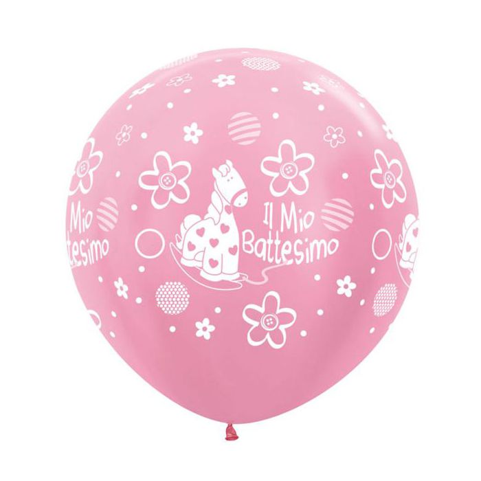 Palloncino Il Mio Battesimo 36" Pz.1 Colore Satinato Rosa 409 Stampa Bianca Cm.90 main product photo