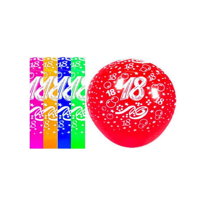 Palloncino 18 Anni Assortito (36") Pz.10 Colore Standard Stampa Bianca Cm.90 main product photo