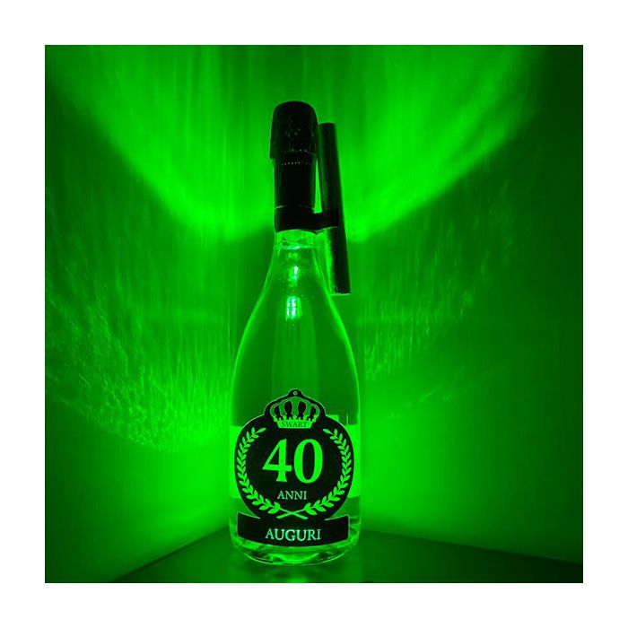 Bottiglia Luminosa Verde 40 Anni con Fontana e Clip Speciale main product photo