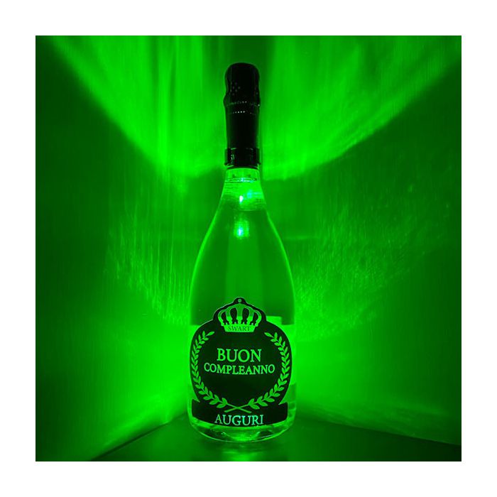 Bottiglia Luminosa Verde “Buon Compleanno” con Clip e Fontana main product photo