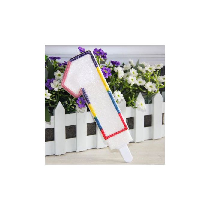 Candelina Numero 1 Multicolor Pz.1 Candela Glitter Cm.15 - Supporto Cm.3.5 main product photo