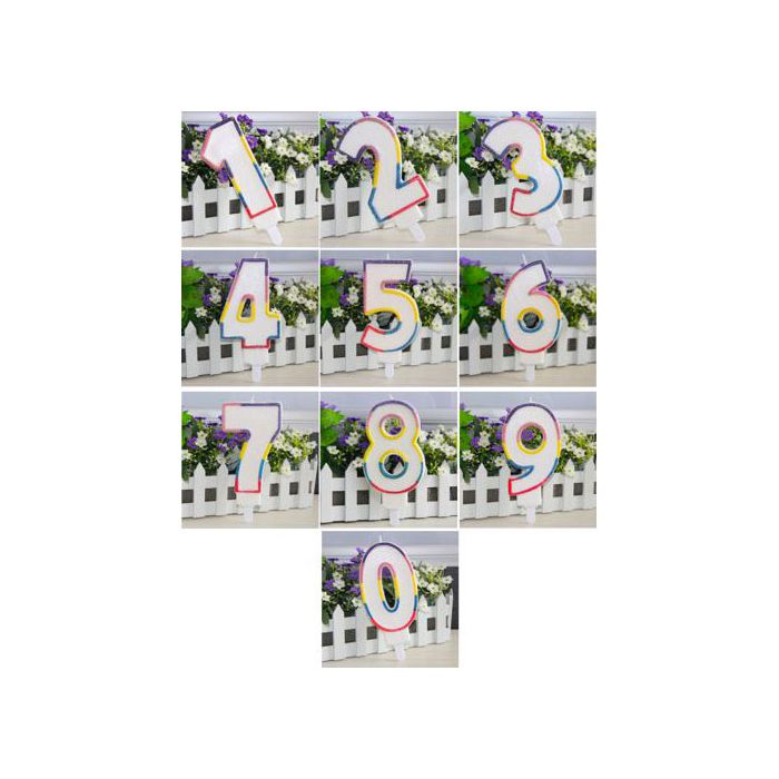 KIT CANDELE 0-9 MULTICOLOR GLITTER PZ.60 main product photo