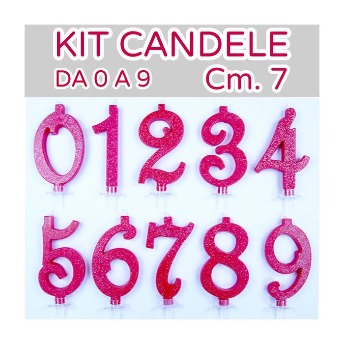 KIT CANDELE 0-9 ROSSA GLITTER PZ.120 main product photo